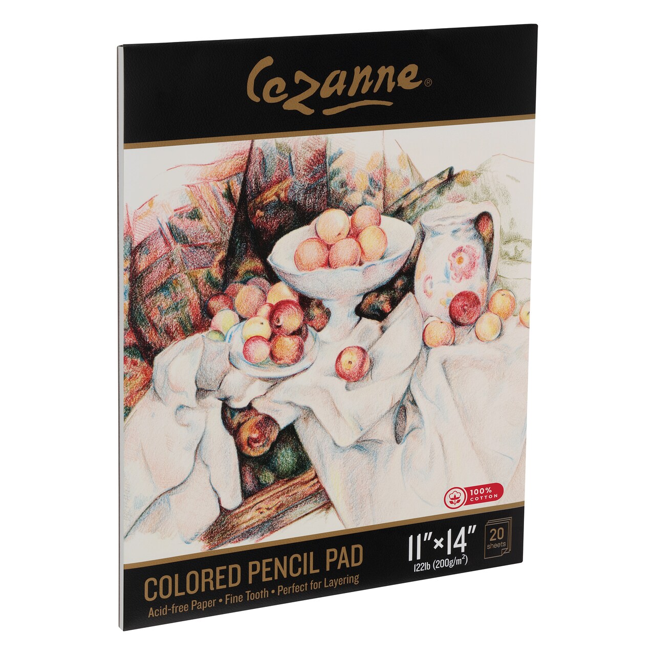 Cezanne 100% Cotton Colored Pencil Pads, Acid-Free, Fine-Textured Paper, Ideal Colored Pencil Paper, Charcoal Paper, 122 lb. Paper for Colored Pencils, 20 Sheets, Multiple Sizes